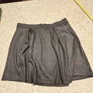 Bongo Plus |  1X | Black Silver Metallic Glitter Skater Skirt